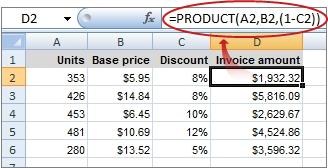 The formula is shown in the formula bar