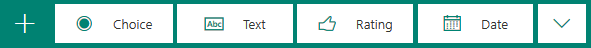 Choice, text, and rating question types displayed for a form.