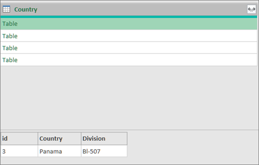 Viewing the underlying values in the structured Table