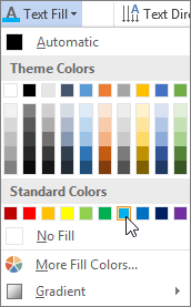 Choosing a text fill color