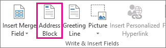 Mail merge Address Block command
