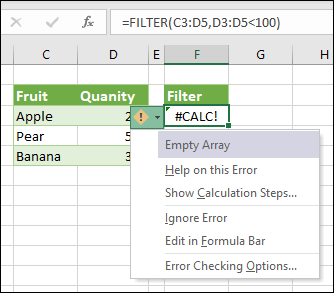 #CALC! error - Empty Array