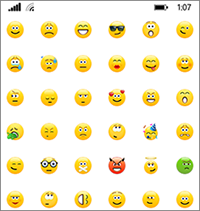 Skype for Business has the same emoticons as the consumer version of Skype