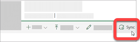 Screenshot showing Sync button on a SharePoint library.