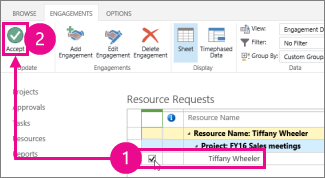 Choose Accept on the Engagements tab
