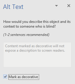 Word Win32 Alt Text pane for decorative elements