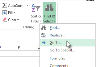 Click Find & Select, and then click Go To