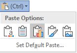 The paste options button in Word, expanded to show the options.