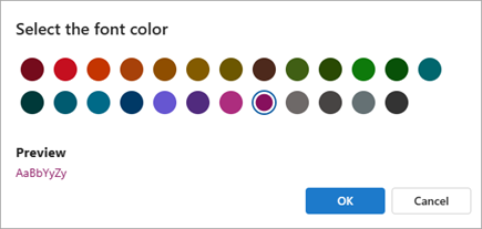 Screenshot of Select the font color in Conditional formatting setting