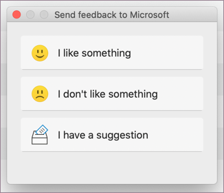 Feedback dialog for MacOS