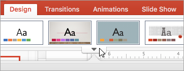 Shows the More arrow under the standard themes