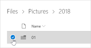 Selecting a OneDrive folder