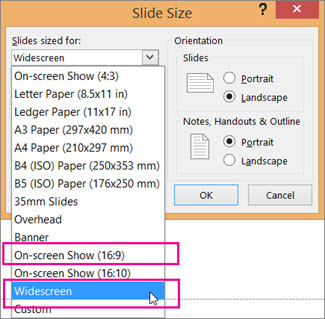 Widescreen or On-screen Show 16:9