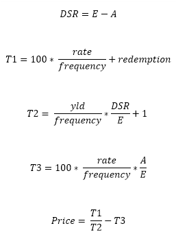 PRICE formula when N <= 1