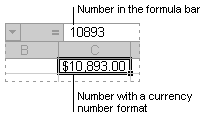 Formula bar and a related cell