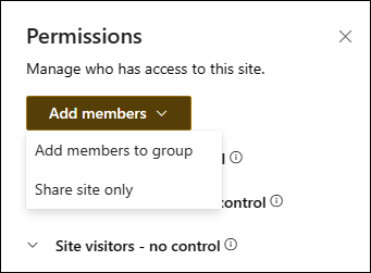 Preview of permissions panel with drop-down menu.