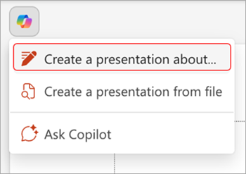 Screenshot of Copilot button above PowerPoint slide.