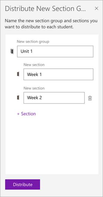 Type names for the section group and sections.]