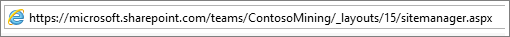 In the Address bar, the URL of the SharePoint site Contoso Mining site.