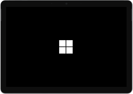 A black screen with the Windows logo in the center.