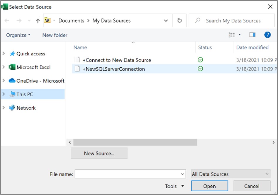 Select Data Source dialog box