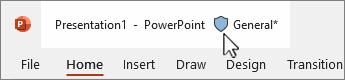 Sensitivity label on presentation