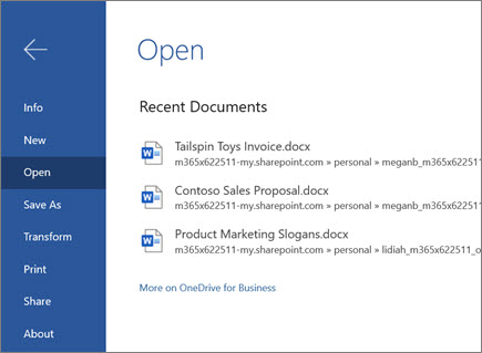 Open a document in Word