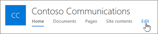 Communication site top menu