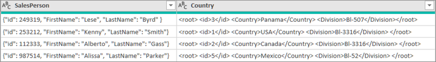 Sample JSON and XML data