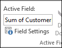 Field settings on the ribbon