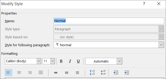 Word Modify Style Format