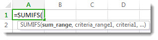 Using Formula AutoComplete to enter the SUMIFS function