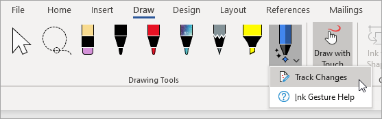 Select Track Changes for the Ink Editor pen.