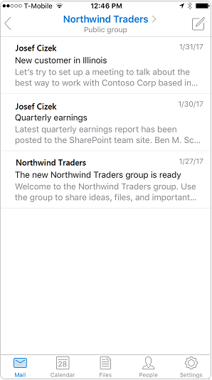 Conversation view in the Outlook mobile app