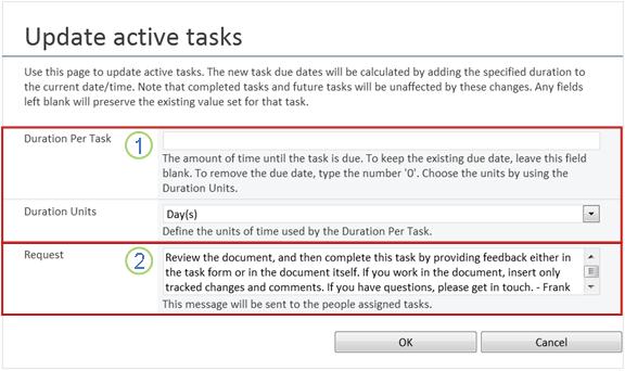 Change form for active tasks