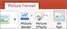 Alt Text button on the ribbon in PowerPoint for Mac