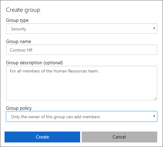 Create group page