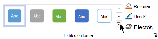 Opciones de formato de formas en la pestaña Inicio en Visio para Microsoft 365.