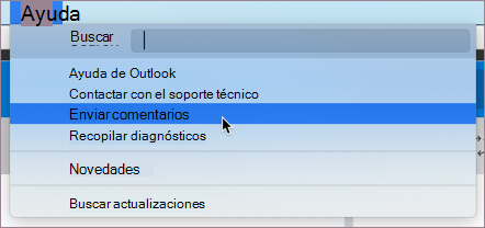 Seleccione Enviar comentarios en MacOS