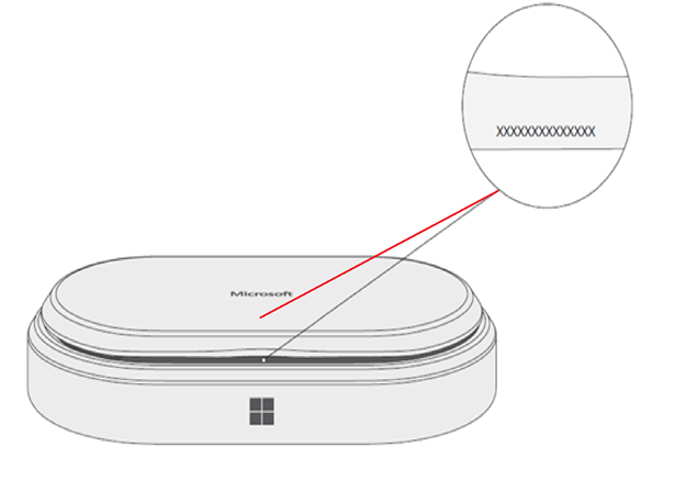 Altavoz USB-C moderno de Microsoft con número de serie