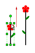 Forma Flor que crece cuyo alto aumenta si se ajusta verticalmente