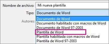 Guardar documento como plantilla