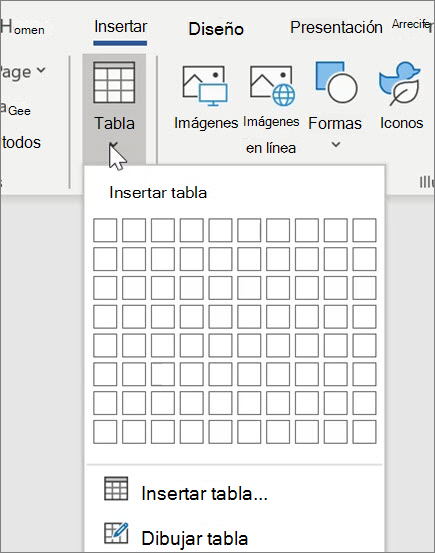 Insertar tablas en Word