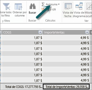 Botón AutoSum en Power Pivot