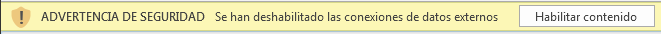 Advertencia de conexiones de datos externos en Excel