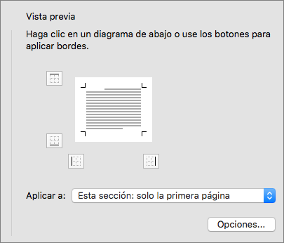 Se muestra el cuadro Vista previa en el cuadro de diálogo Bordes y sombreado