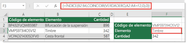 Usar INDICE y COINCIDIR para buscar valores de más de 255 caracteres