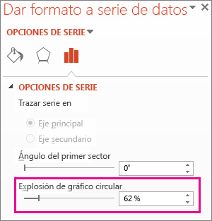 Explosión circular panel control deslizante en el Formato de serie de datos