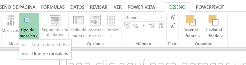 Mosaico de Power View por cuadro desplegable