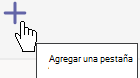 El símbolo más de la barra de herramientas le permite agregar una pestaña al canal de Teams actual.